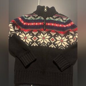 Ralph Lauren Black, Navy, Red & Green Nordic Zip-Up Sweater